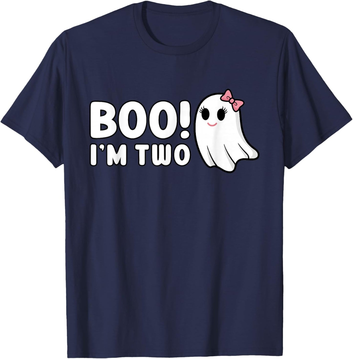 Boo Im Two Cute 2 Year Old Girl Ghost Halloween Birthday T-Shirt - T-Shirt | Navy