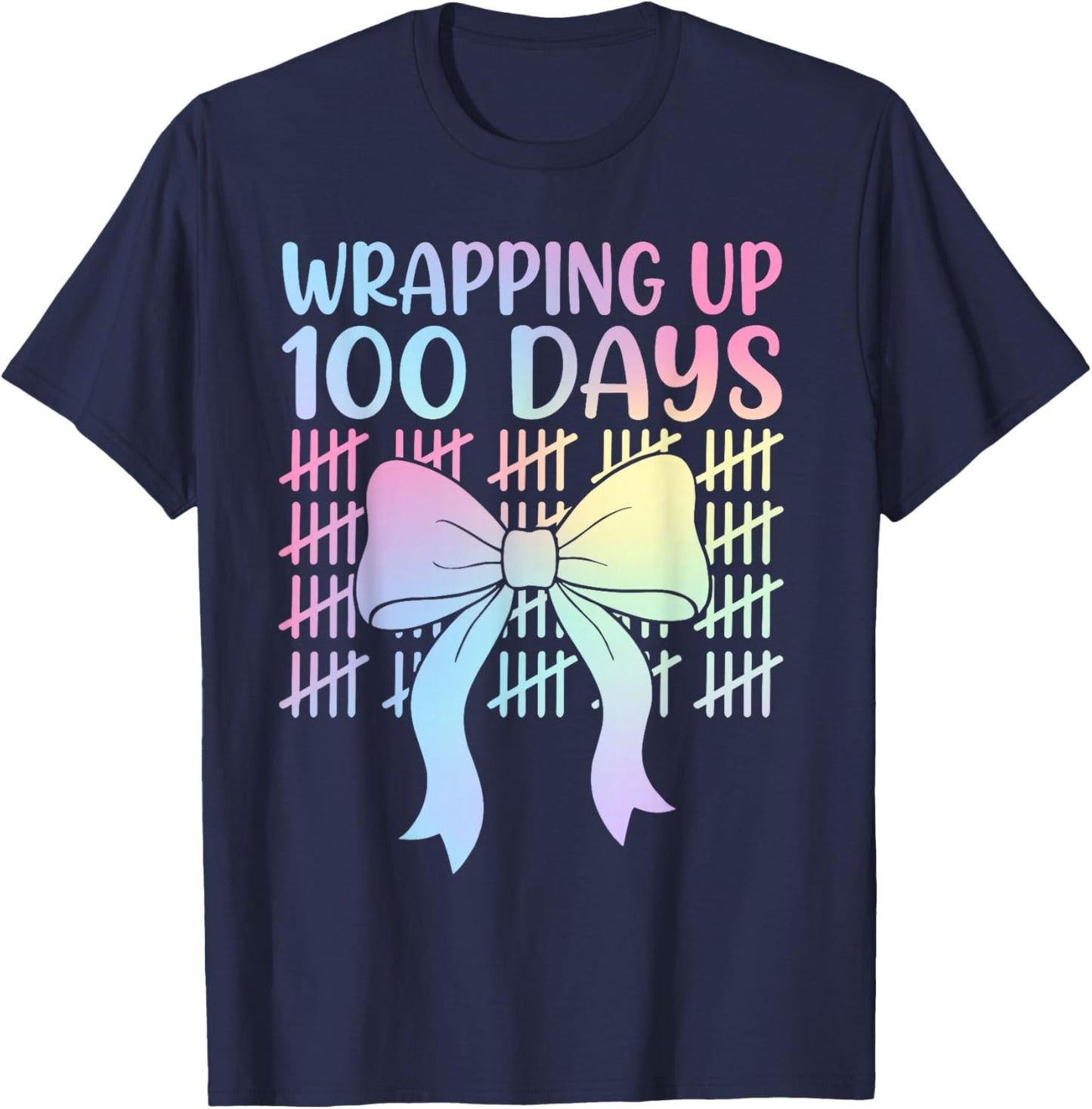 100 Days of School Girls Coquette Bow 100th Day of School T-Shirt - T-Shirt | Navy