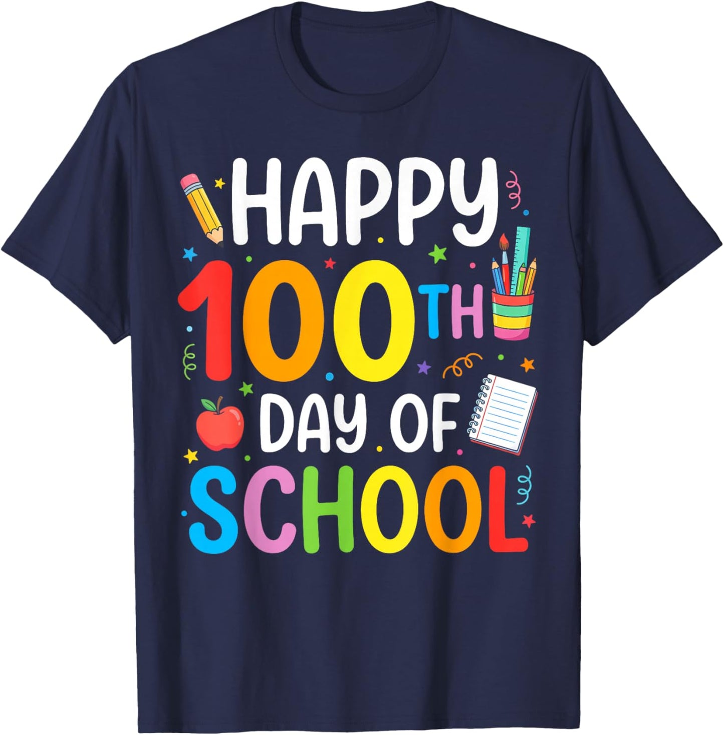 100 Days of School Teacher and Student T-Shirt - T-Shirt | Navy