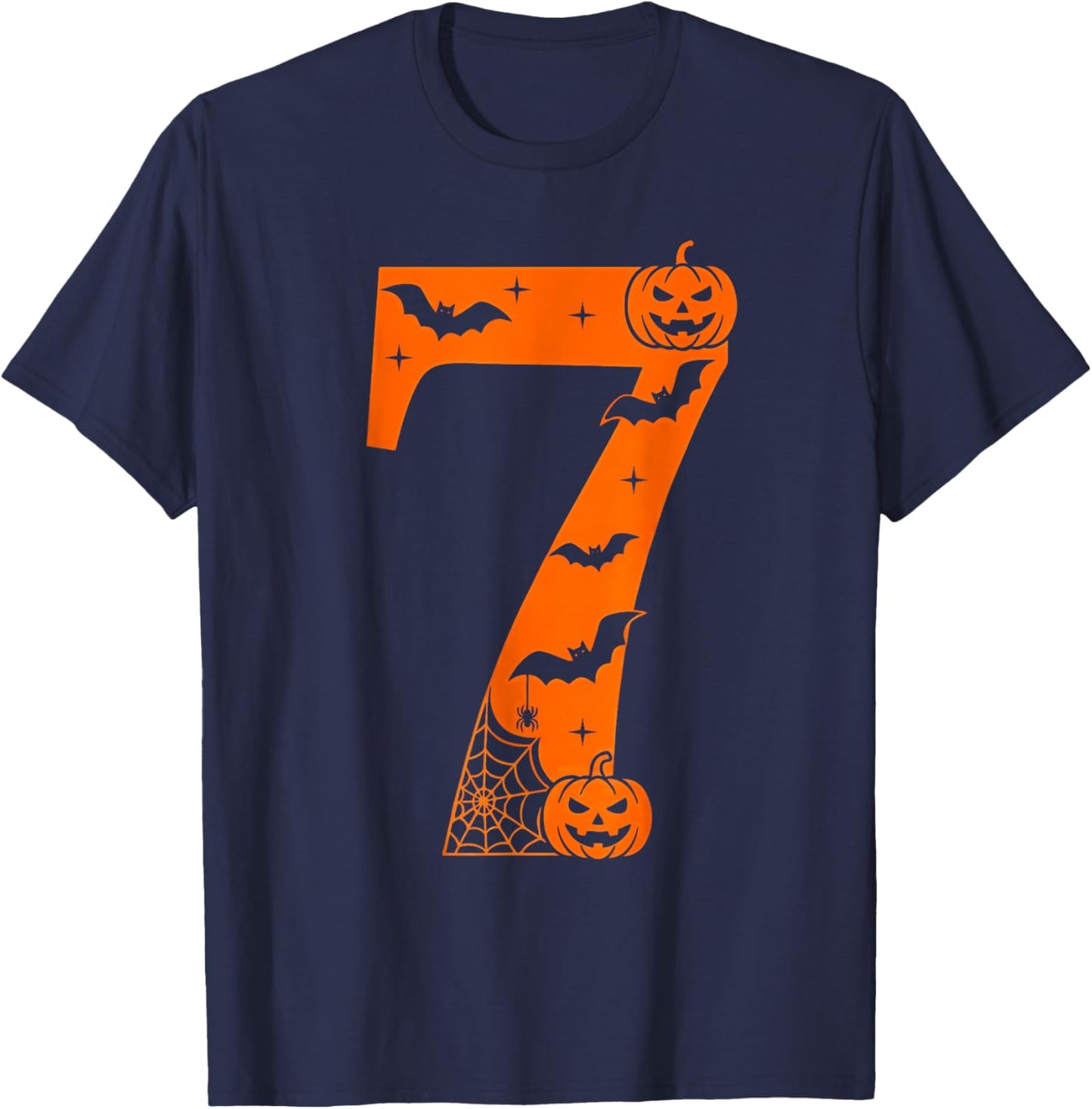 Number 7 Funny Six Seven Meme Halloween T-Shirt - T-Shirt | Navy
