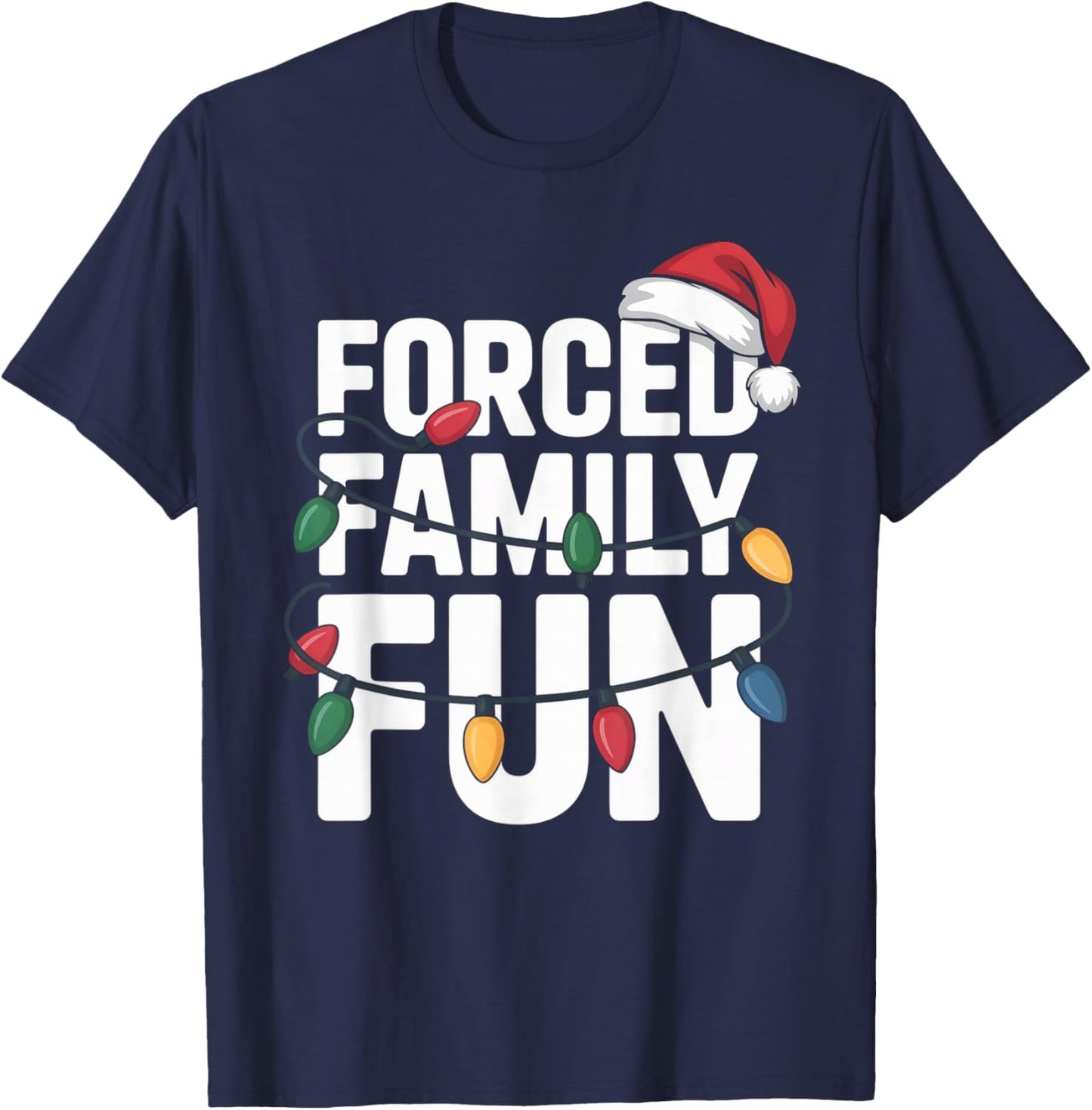 Funny Forced Family Holiday Christmas Matching Sarcastic T-Shirt - T-Shirt | Navy