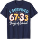 I Survived 100 Days of School 67 + 33 Funny Six Seven 6 7 T-Shirt - T-Shirt | Navy