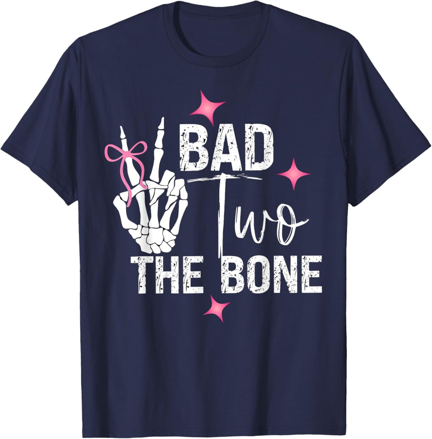 Bad Two The Bone Birthday 2 Years Old Birthday T-Shirt - T-Shirt | Navy