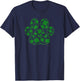 St Patricks Day Green Paw Print Shamrock Clover Pattern T-Shirt - T-Shirt | Navy