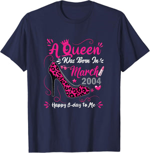 High Heel A Queen was Born in March 2004 22nd Birthday Women T-Shirt - T-Shirt | Navy