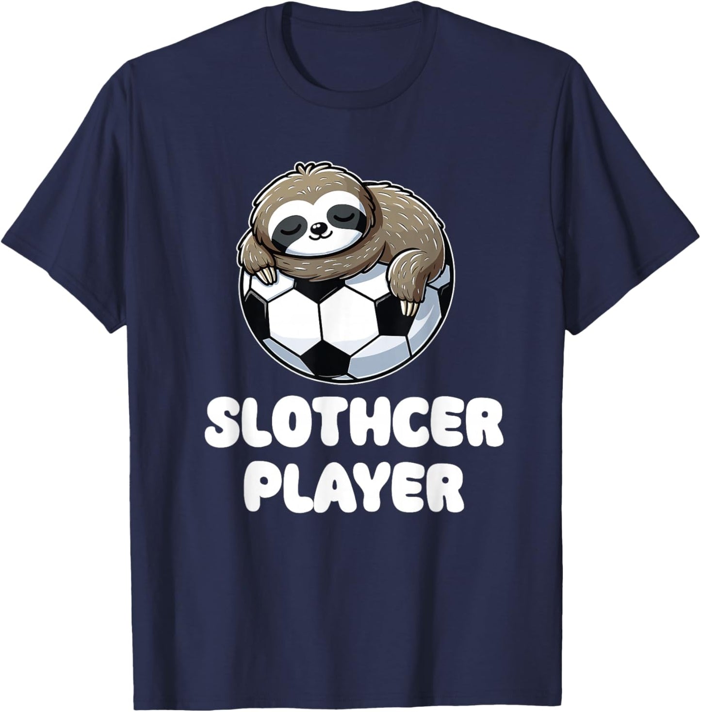 Funny Sloth Soccer Player Slothcer Lover T-Shirt - T-Shirt | Navy