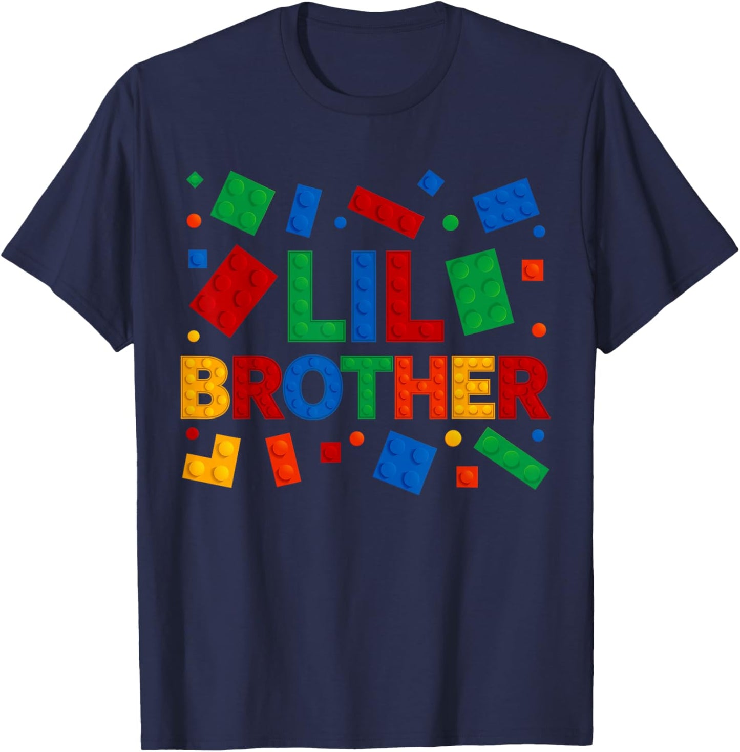 Family Lil Brother Master Builder Bricks Blocks Birthday T-Shirt - T-Shirt | Navy