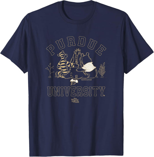 Purdue Boilermakers Winnie The Pooh and Friends Dark Gray T-Shirt - T-Shirt | Navy