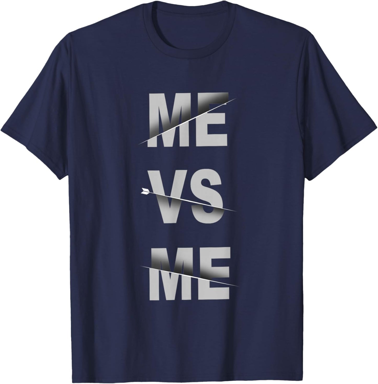 Grey Me-vs-Me Monochrome Color Graphic T-Shirt - T-Shirt | Navy