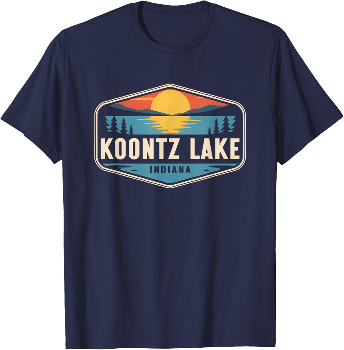 Koontz Lake Indiana Outdoors Vintage T-Shirt - T-Shirt | Navy