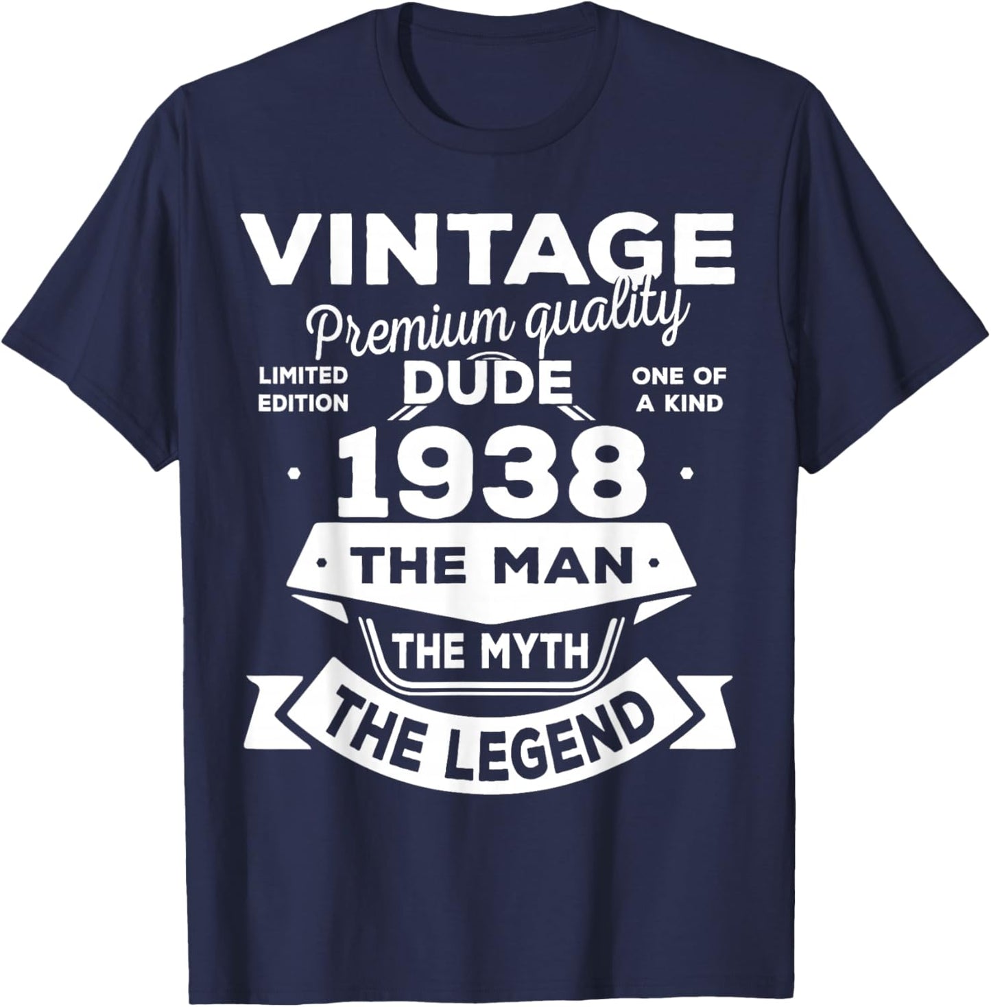 88th Birthday Gift Man Myth Legend 1938 88 for Years Old T-Shirt - T-Shirt | Navy