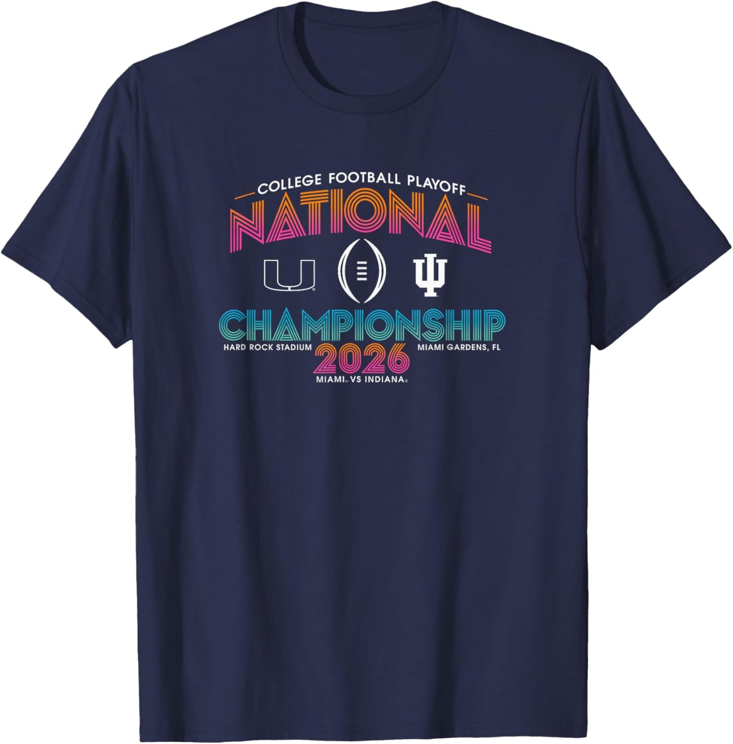 Miami vs Indiana CFP National Championship 2026 Black T-Shirt - T-Shirt | Navy