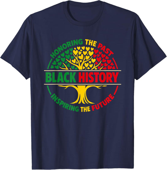 Honoring The Past Inspiring The Future Black History Tree T-Shirt - T-Shirt | Navy