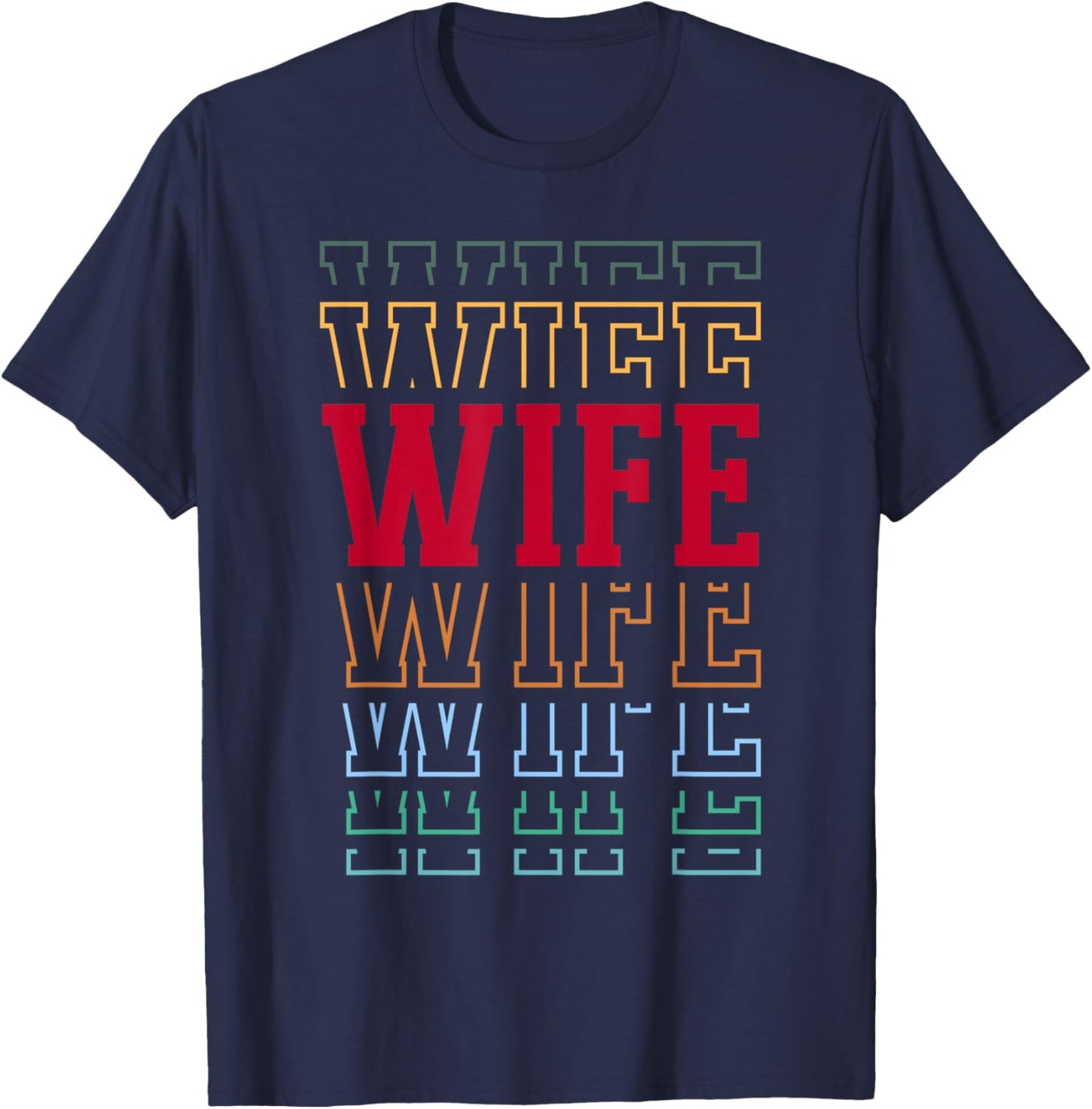 Wife Funny Athletic Lettering Mother's Day T-Shirt - T-Shirt | Navy
