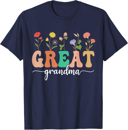 Cute Wildflowers Grandma Floral Mother's Day Great Grandma T-Shirt - T-Shirt | Navy
