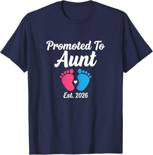 Promoted to Aunt Est 2026 Pregnancy Announcement Aunt 2026 T-Shirt - T-Shirt | Navy