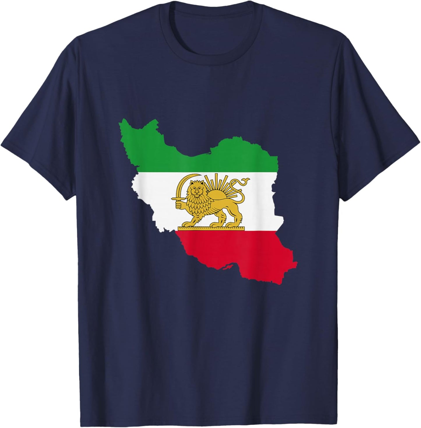 Free Iran Lion and Sun Flag – Persian Heritage Symbol Design T-Shirt - T-Shirt | Navy