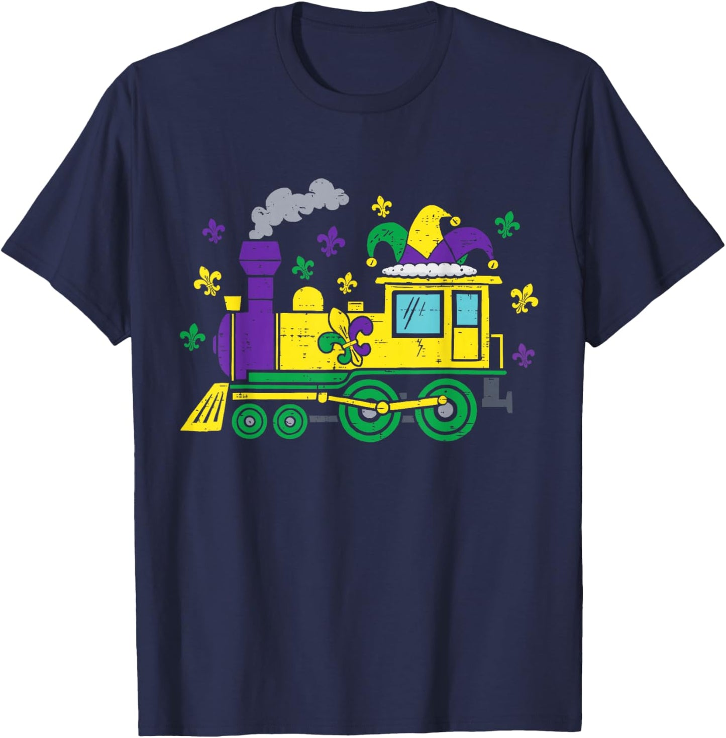 Cute Mardi Gras Train with Fleur De Lis Boys Kids Toddler T-Shirt - T-Shirt | Navy