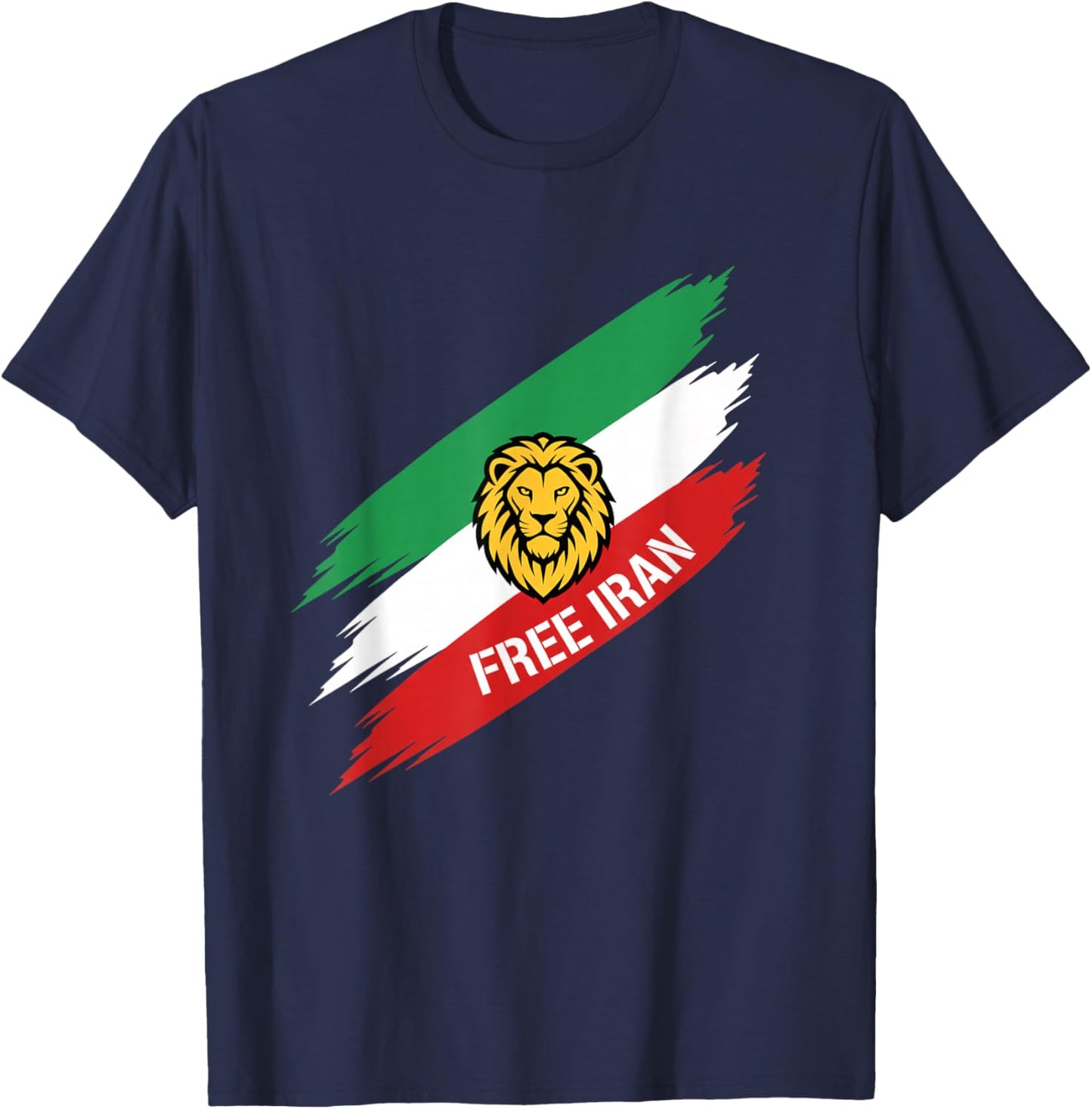 Free Iran Lion Flag Support Iranian Pride T-Shirt - T-Shirt | Navy