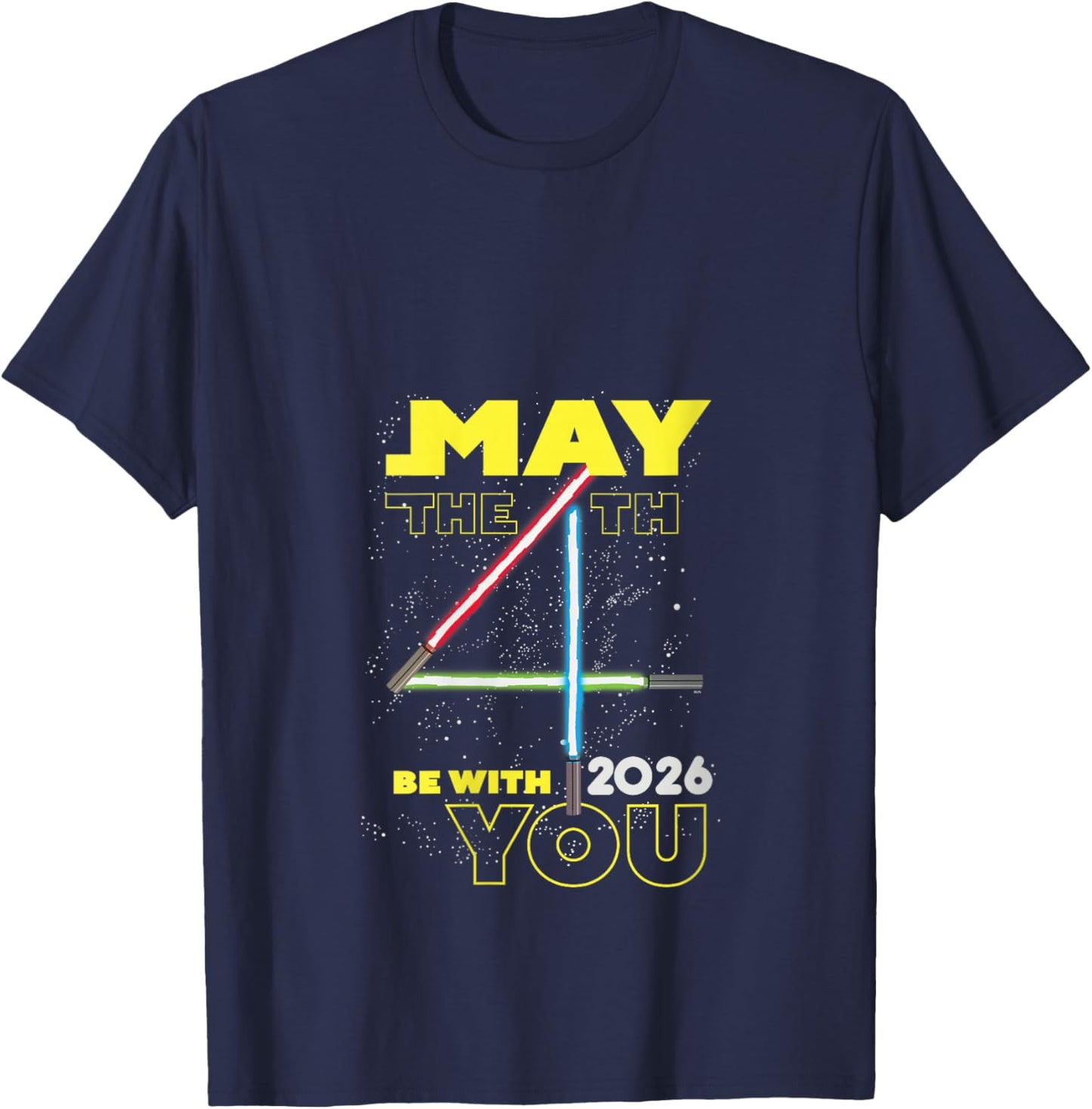 Women's Star Wars May the 4th Be With You 2026 Lightsabers V-Neck T-Shirt - T-Shirt | Navy