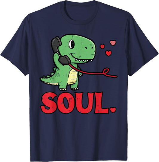 Valentines Day Matching Soulmates Soul Dino Trex Couple Men T-Shirt - T-Shirt | Navy