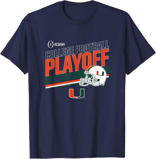 Miami Hurricanes College Football Playoff Stripe 2025 T-Shirt - T-Shirt | Navy