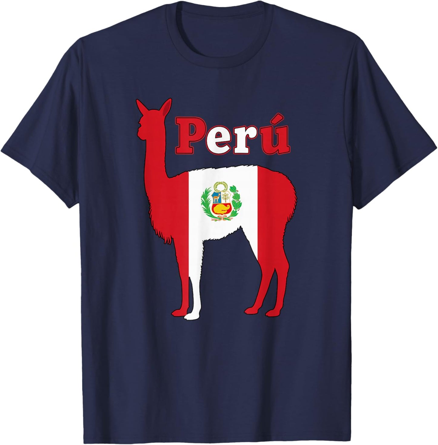 Perú Vicuna Peruvian Flag Pride Peru Llama Alpaca T-Shirt - T-Shirt | Navy