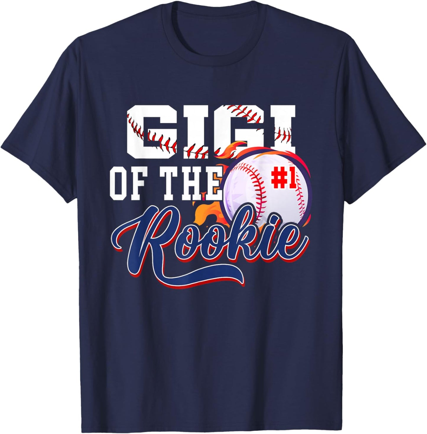 Gigi Rookie of Year 1st Birthday Baseball Theme Matching T-Shirt - T-Shirt | Navy