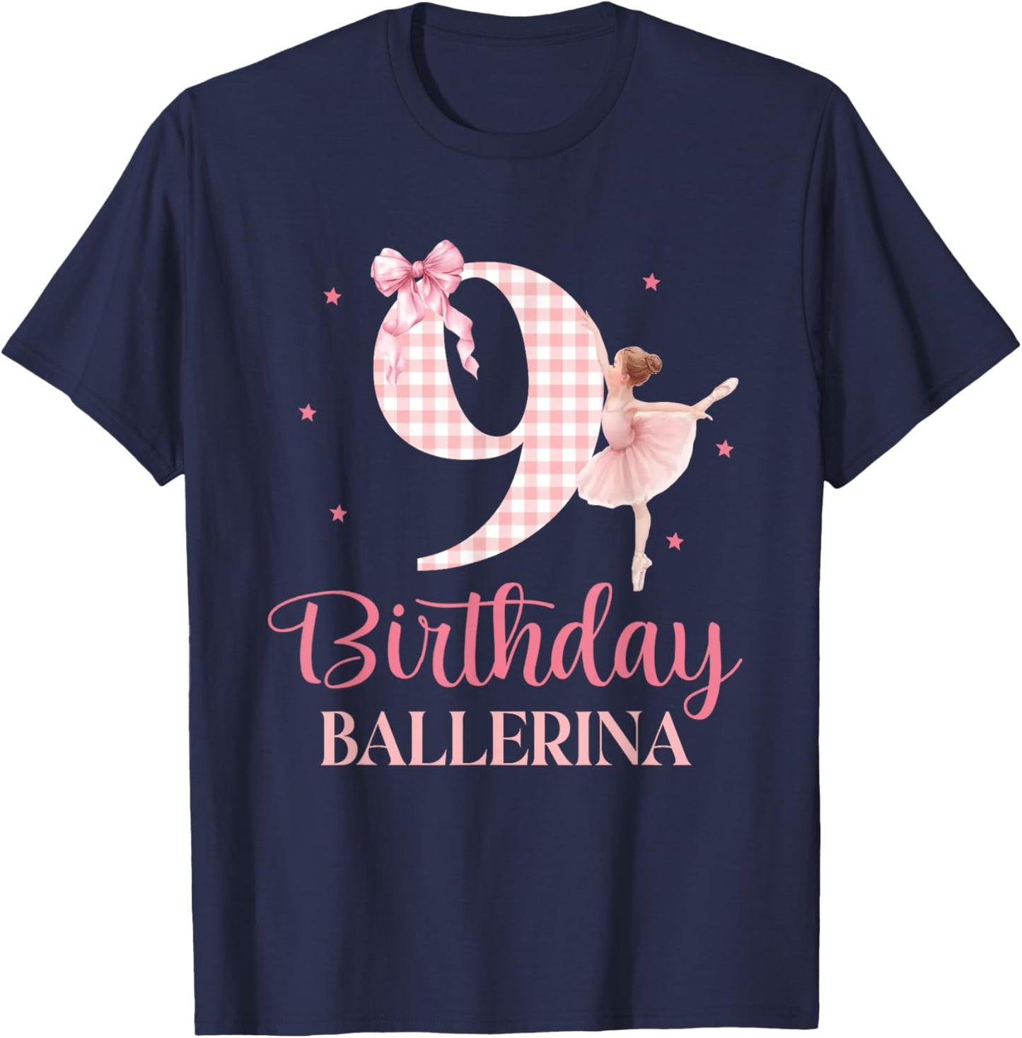 Happy 9th Birthday Ballerina 9 Year Old Girl Dancer Ballet T-Shirt - T-Shirt | Navy