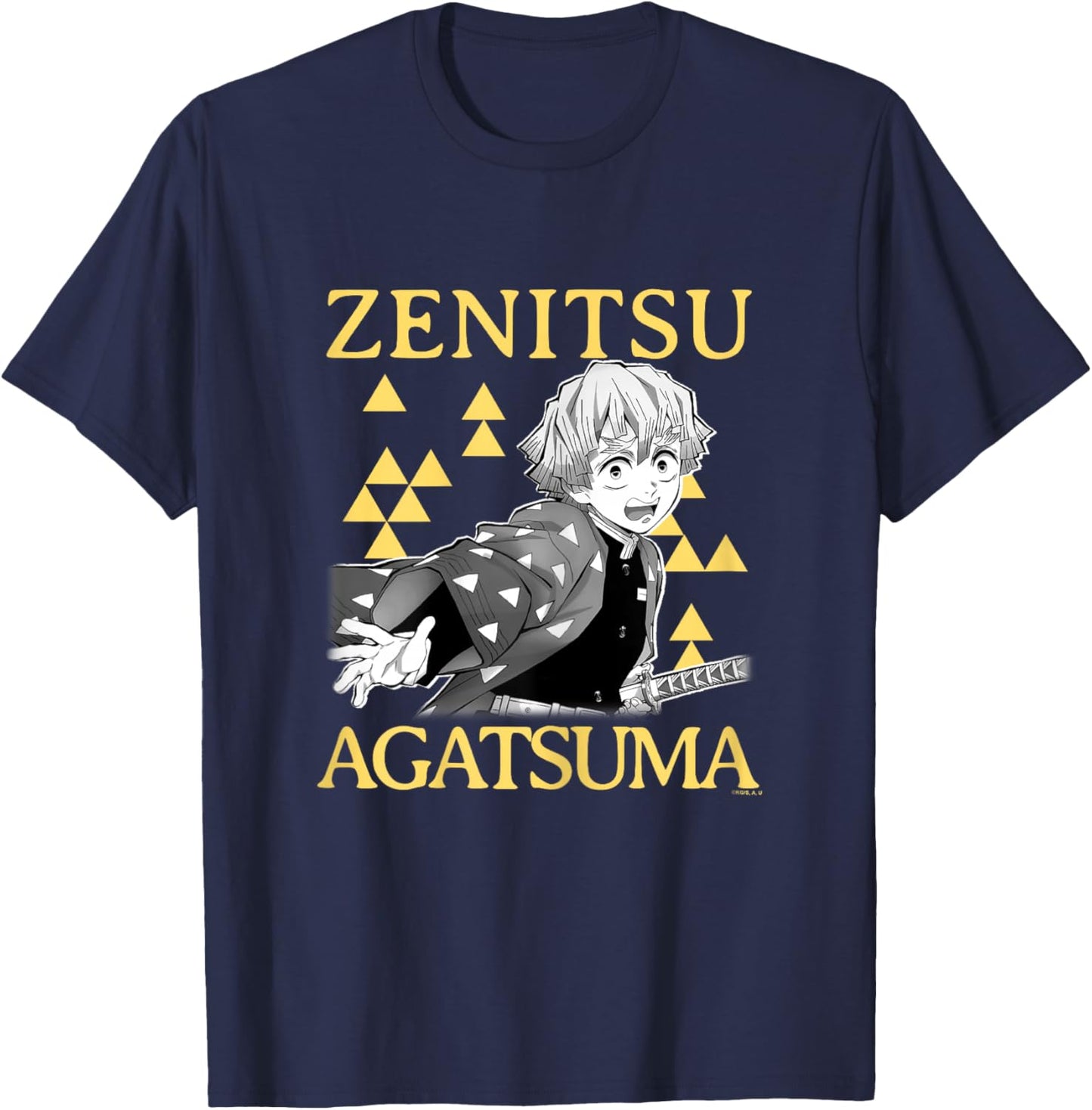 Demon Slayer: Kimetsu no Yaiba Zenitsu Agatsuma Yellow Haori T-Shirt - T-Shirt | Navy