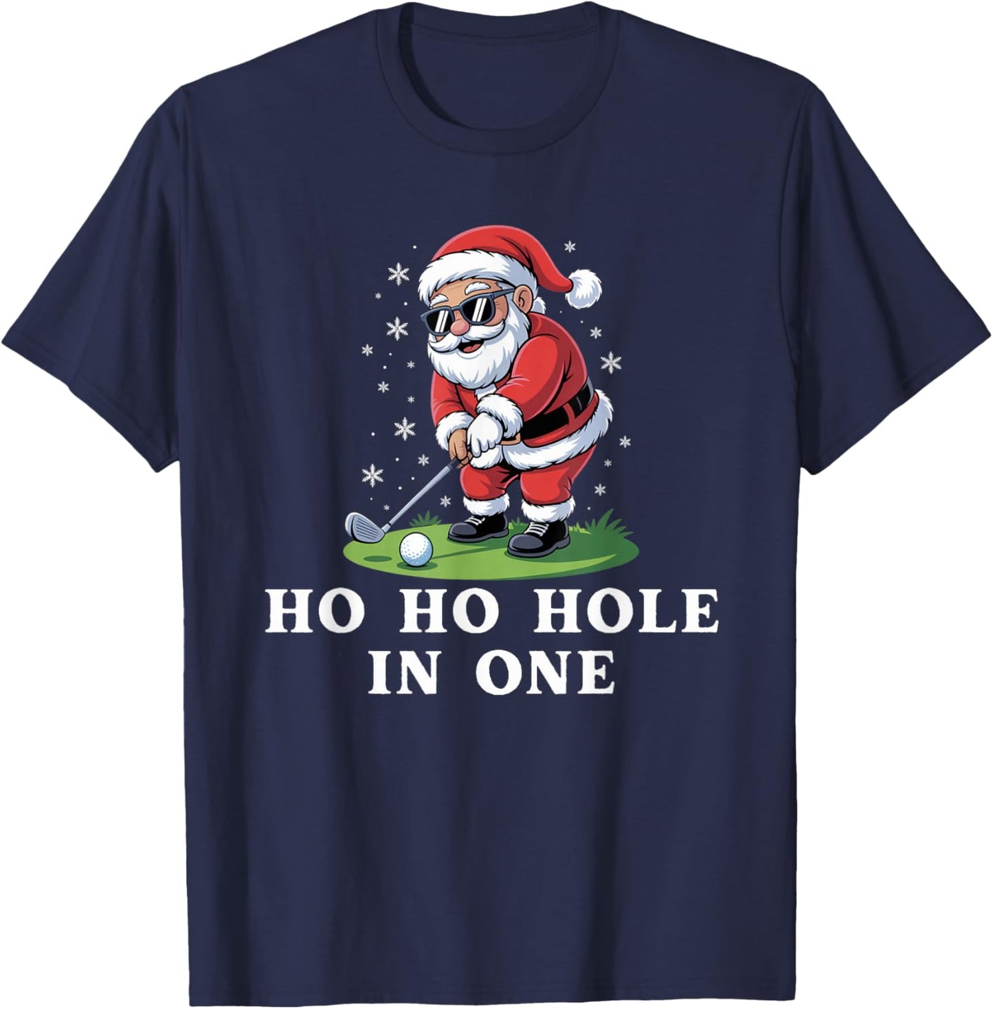 Ho Ho Hole in one Funny Santa Golfing Christmas Golfer T-Shirt - T-Shirt | Navy