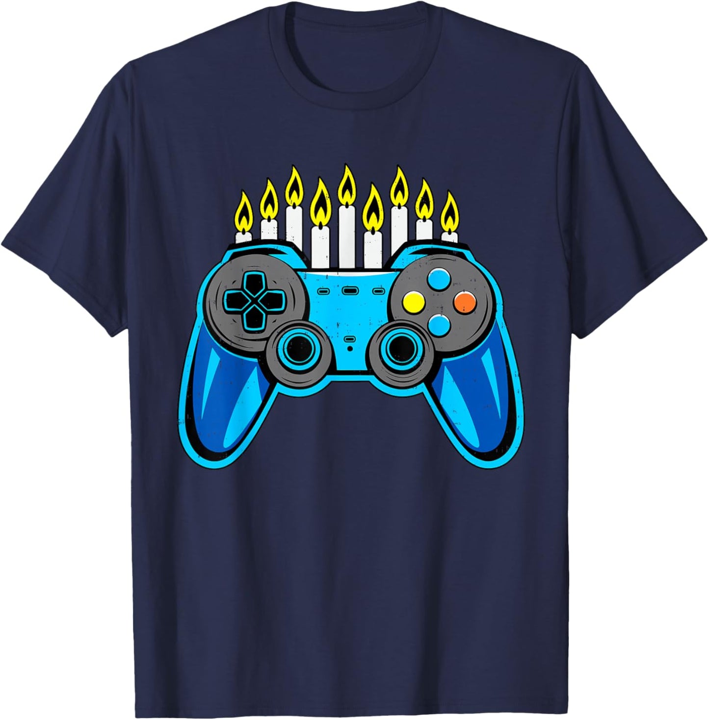 Boys Hanukkah Video Game Dreidel Jewish Menorah Chanukah Kid T-Shirt - T-Shirt | Navy