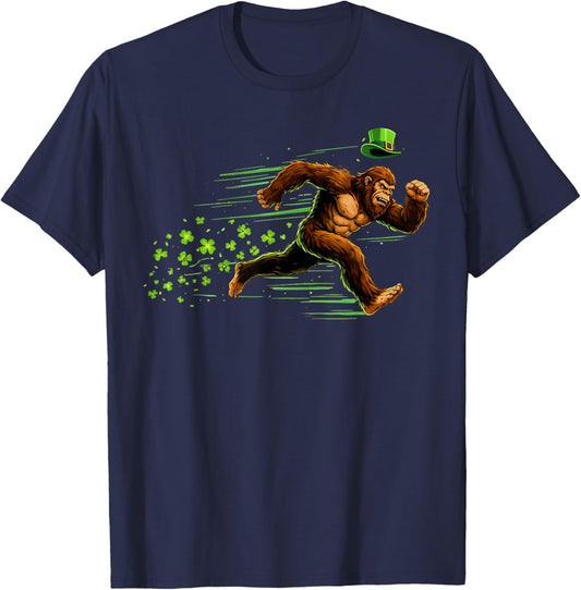 St Patricks Day Bigfoot Sasquatch Shamrock Men Boys Kids T-Shirt - T-Shirt | Navy