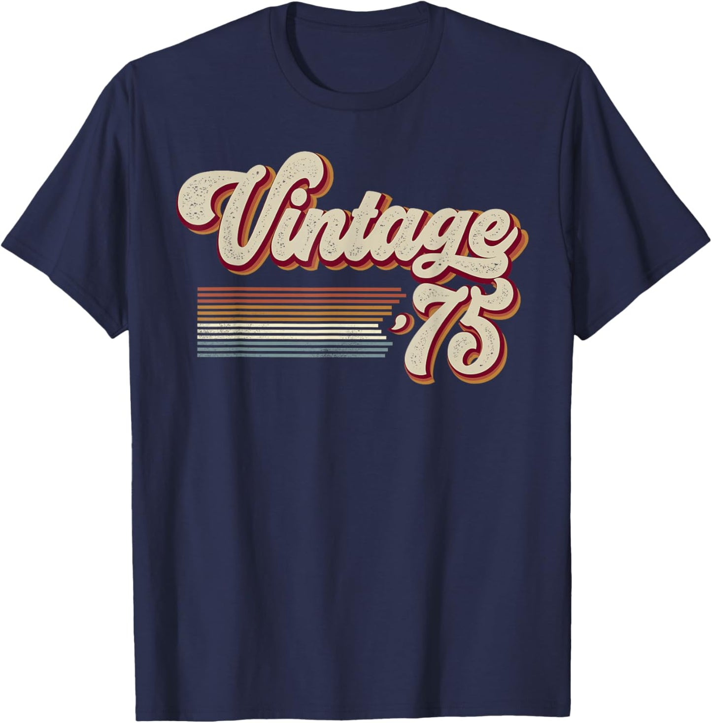 Vintage 1975 Retro Sunset Classic 50-Year-Old 50th Birthday T-Shirt - T-Shirt | Navy