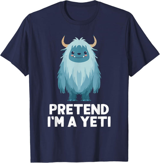 Easy Pretend I'm A Yeti Costume Halloween Funny T-Shirt - T-Shirt | Navy