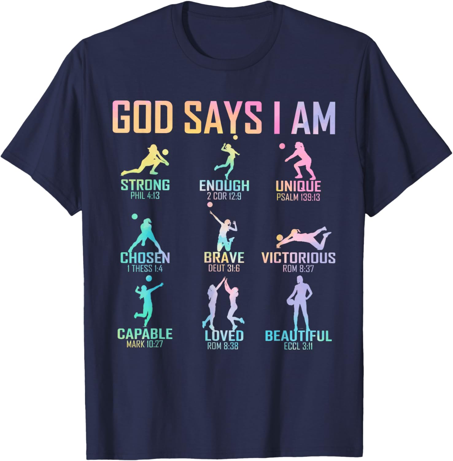 Christian God Says I Am Volleyball Boy Girls Christ T-Shirt - T-Shirt | Navy