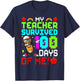 100 Days of School Funny My Teacher Survived 100 Days of Me T-Shirt - T-Shirt | Navy