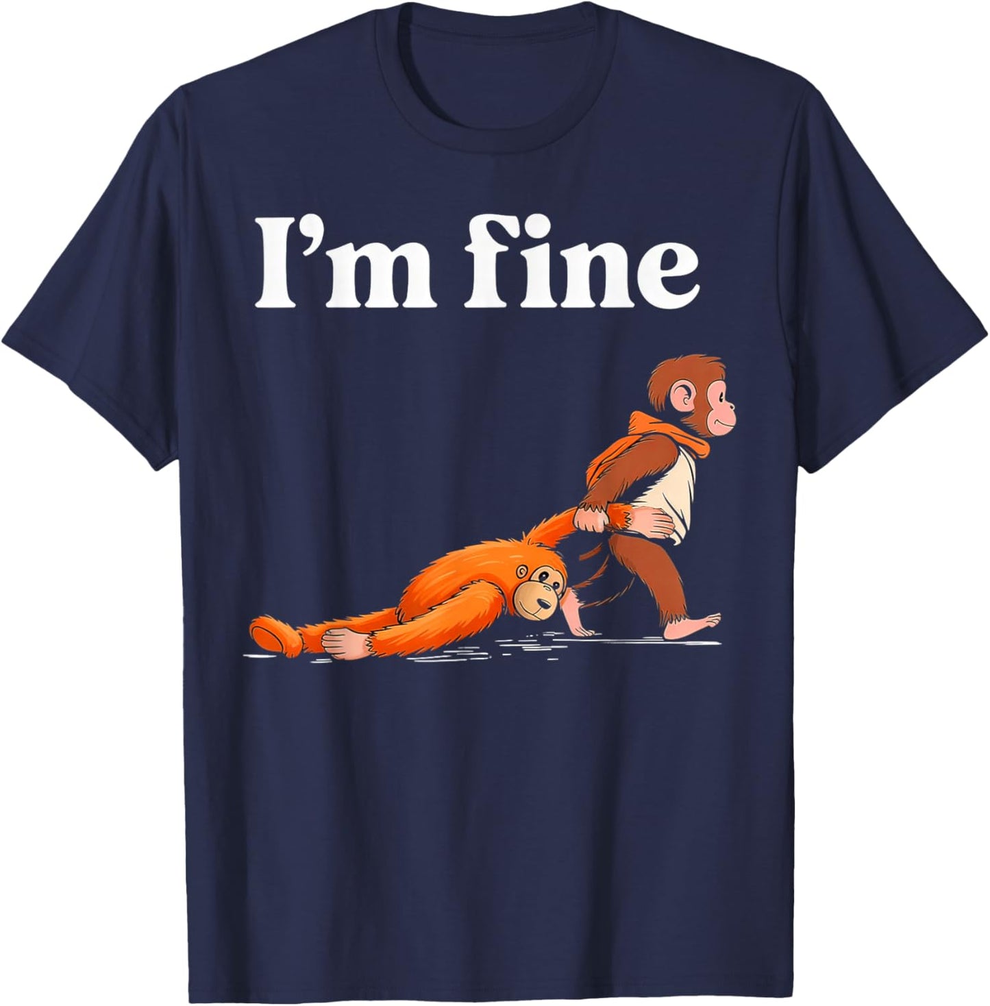 Monkey Punch Meme - I'm Fine T-Shirt - T-Shirt | Navy