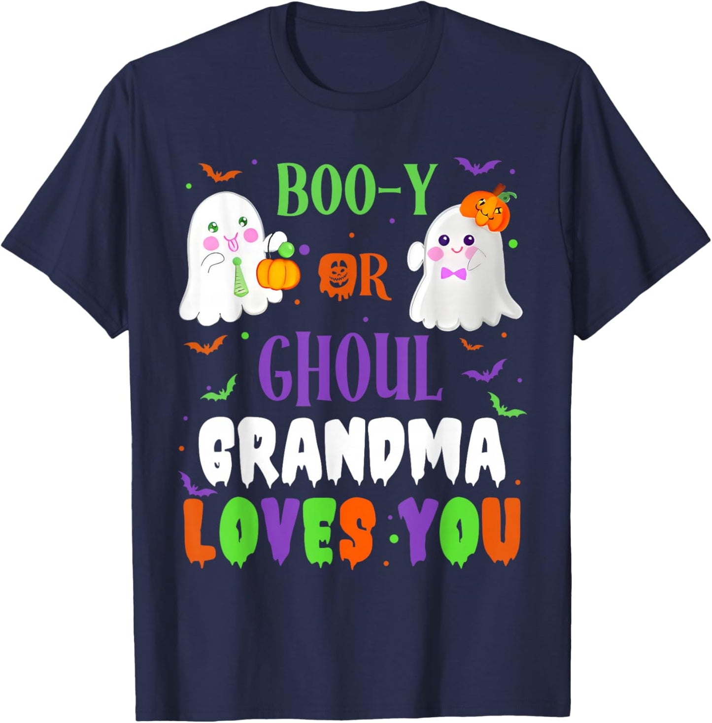 Boo-y Or Ghoul Grandma Loves You Boo Halloween Baby Gender T-Shirt - T-Shirt | Navy