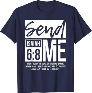 Send Me Isaiah 6:8, Vintage Bible Verse Christian T-Shirt - T-Shirt | Navy