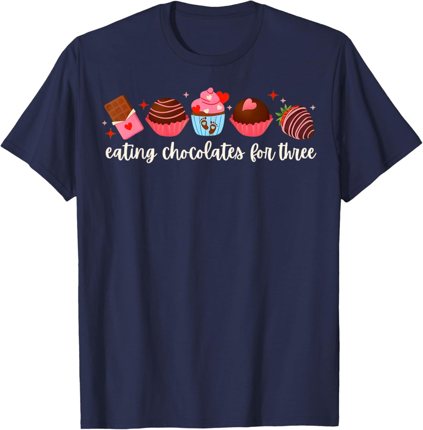 Valentines Twin Pregnancy Announcement Valentines Pregnancy T-Shirt - T-Shirt | Navy