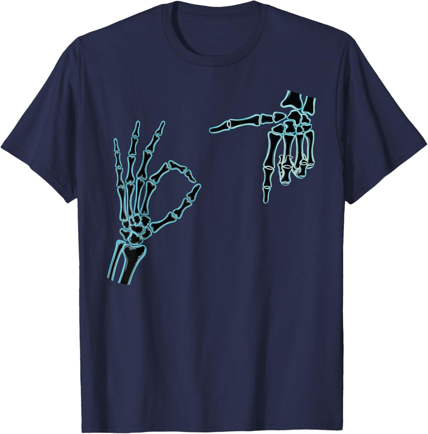 67 Meme Skeleton Hand 6 7 Halloween Six Seven T-Shirt - T-Shirt | Navy