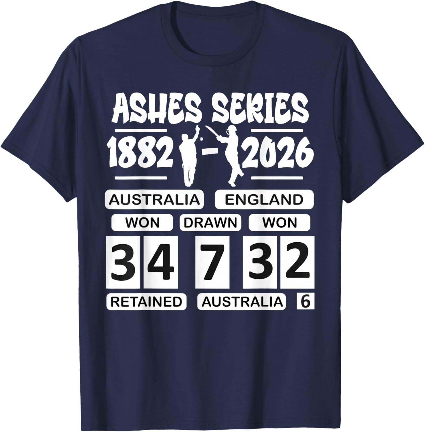 Australia vs England Cricket Ashes Rivalry Scoreboard T-Shirt - T-Shirt | Navy