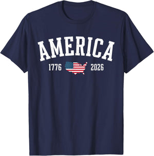 4th of July American Flag Vintage 250 Years 1776 2026 USA T-Shirt - T-Shirt | Navy