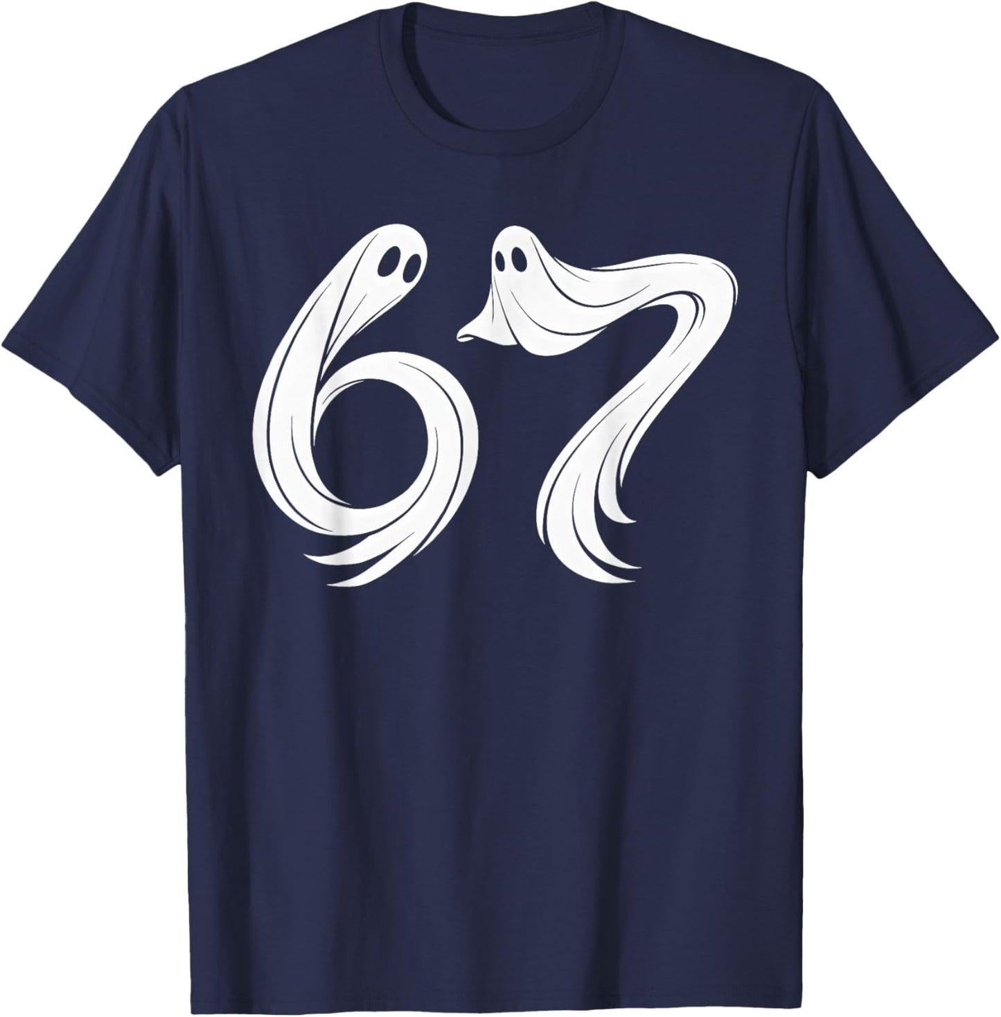 Funny Six Seven 6 7 Meme 67 Design Ghost Halloween Costume T-Shirt - T-Shirt | Navy
