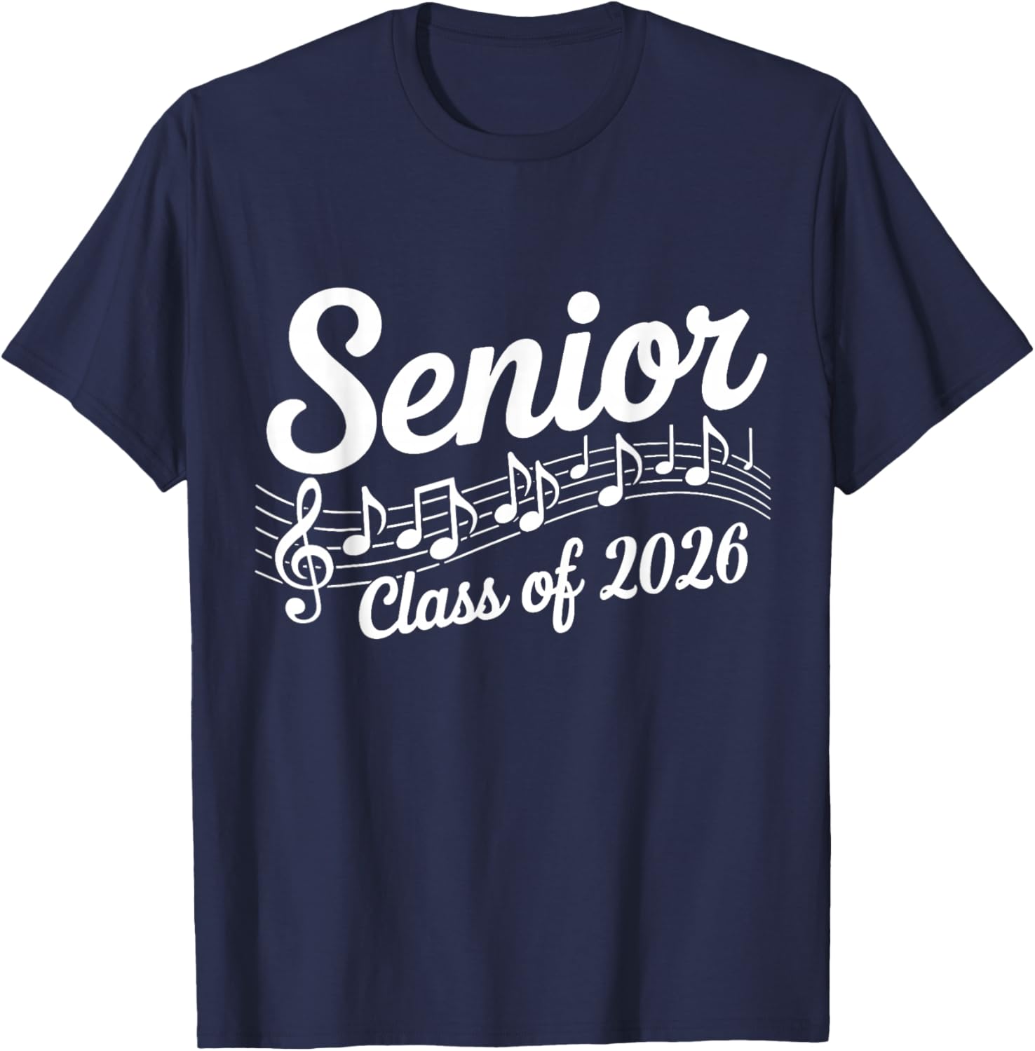 2026 Senior Choir Band Orchestra Class of 2026 Music Notes T-Shirt - T-Shirt | Navy