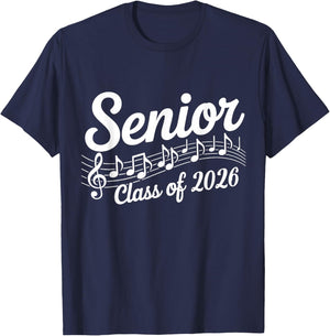 2026 Senior Choir Band Orchestra Class of 2026 Music Notes T-Shirt - T-Shirt | Navy