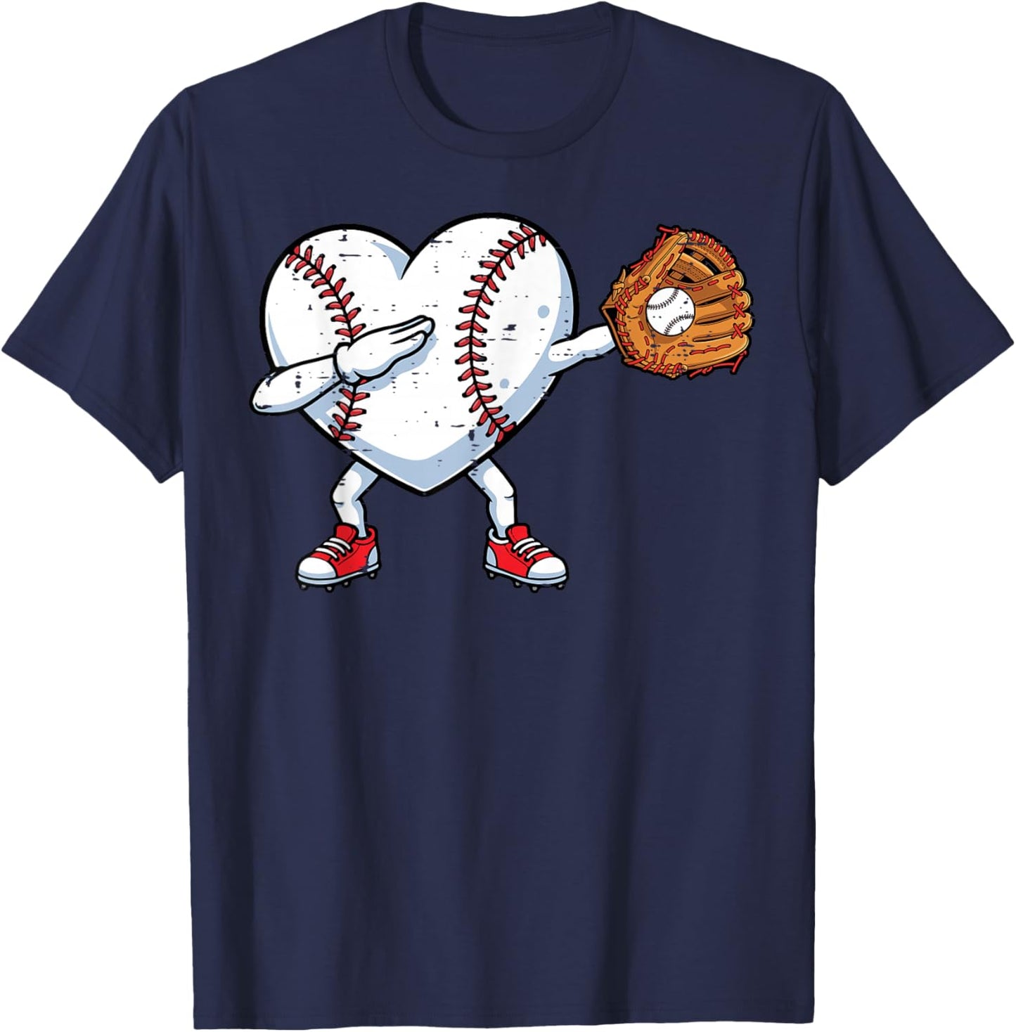Valentines Day Baseball Ball Heart Dab Funny Boys Kids Men T-Shirt - T-Shirt | Navy