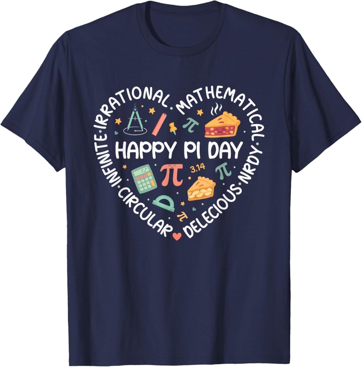 Happy Pi Day Pi Symbol Pi Day 3.14 Funny Pi Math Teacher T-Shirt - T-Shirt | Navy