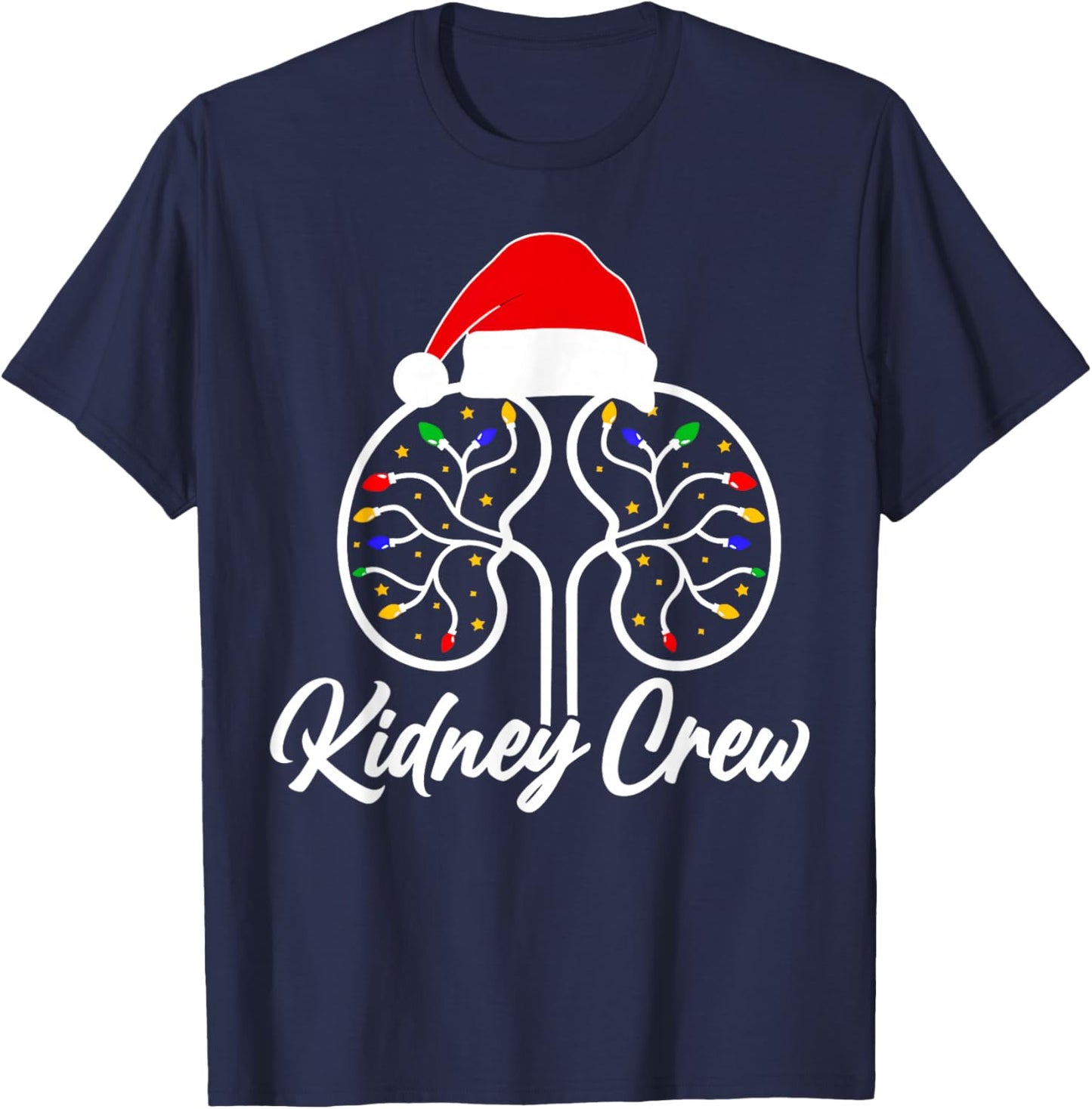 Christmas Lights Kidney Crew Dialysis Nurse Nephrology Squad T-Shirt - T-Shirt | Navy